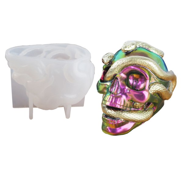 Skull for Head Snake Form DIY Crystal Epoxy Resin Dual Snakes Mirror Mo