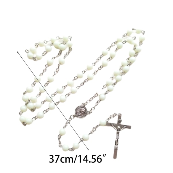 Glow in the Dark Cross Rosenkrans Halsband Pärlhängbart hängsmycke för kvinnor Män Ber Meditation Presentmaterial