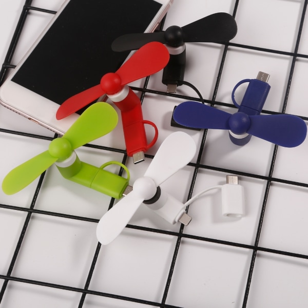 3 i 1 Bärbar Fläkt Typ C Micro USB Belysning Mobiltelefon Minikylare Resor för smartphone och surfplatta Green