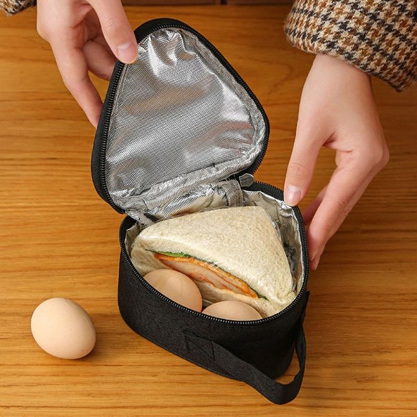för Triangel Isoleringsväska Aluminiumfolie Bekväm box Tote Matpåsar Student Rice Balls Bag Portable Outdoor Lunch Ba Black