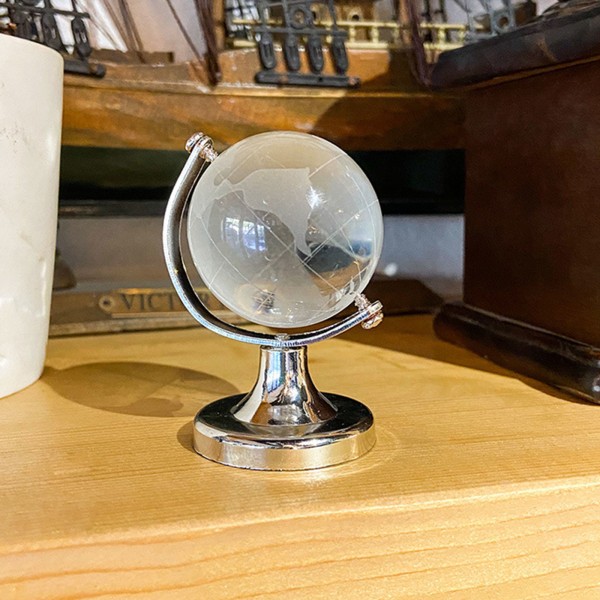 Crystal Globe Mini Crystal Ball Sphere Display Globe Round Earth World Map Ball L