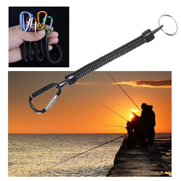 Infällbart fjäder elastiskt rep Säkerhetsredskap för utomhusvandring Camping Anti-förlorad telefon nyckelring 21cm-22cm White