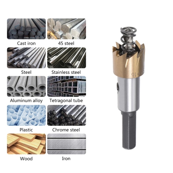 16 mm Hålsåg HSS Höghastighets stålborr Hålskärare för rostfritt stål Aluminium Metall Trä Plast Tillbehör