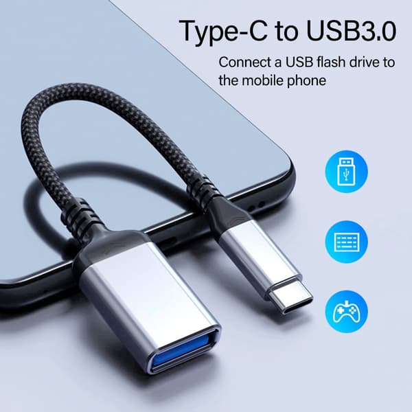 Multifunksjonell USB C OTG-kabel Koble mus, flash-stasjon til Type C-telefoner og -nettbrett