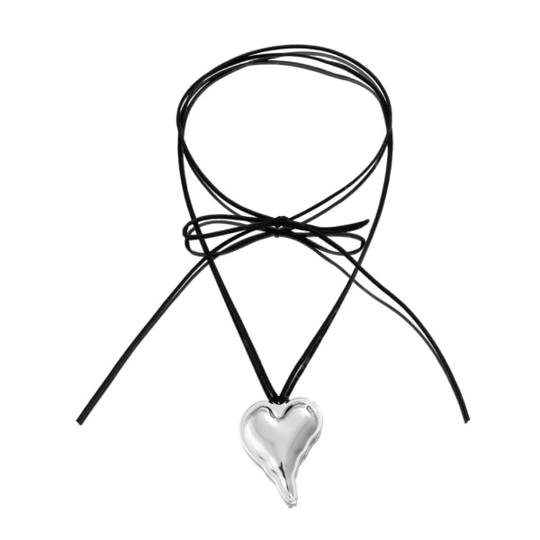 Gotisk Oregelbunden Stor Kärlek Hjärta Hänge Choker Halsband Kvinnor Bröllop Brud Knuten Rosett Justerbar Kedja Y2K Smycken