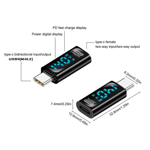 USB C Hun til USB C Han Adaptere Praktisk Opladning og Dataoverførsel