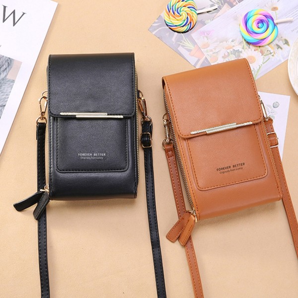 Kvinnor Liten Crossbody-väska Girl Touch-Screen Telefonväska Mini Messenger Bag med kreditkortsfack Enkel telefonväska Yellow