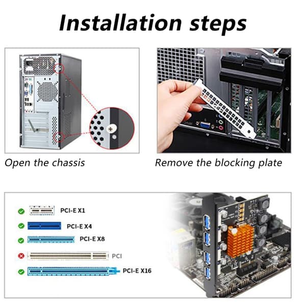 USB3.0 PCIE Utvidelseskort 7 Port USB3.0 Adapter Ekstern Kontroller PCIE