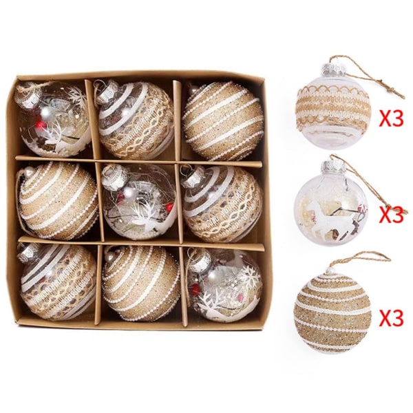 9 st/ set Julkulor prydnader för julgran splittersäkra hängande bollar Holiday Bröllopsfest dekorationer Xmas 5