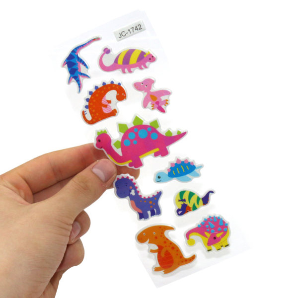 Dinosaur Puffy klistermärken 20 ark Miljövänlig utbildning Återanvändbar klistermärke Självhäftande barnrum Pappersdekoration