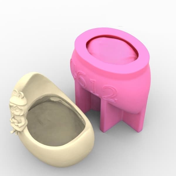 Unik silikoneform 3D blomsterpotter forme Månepigeformede penneholderforme