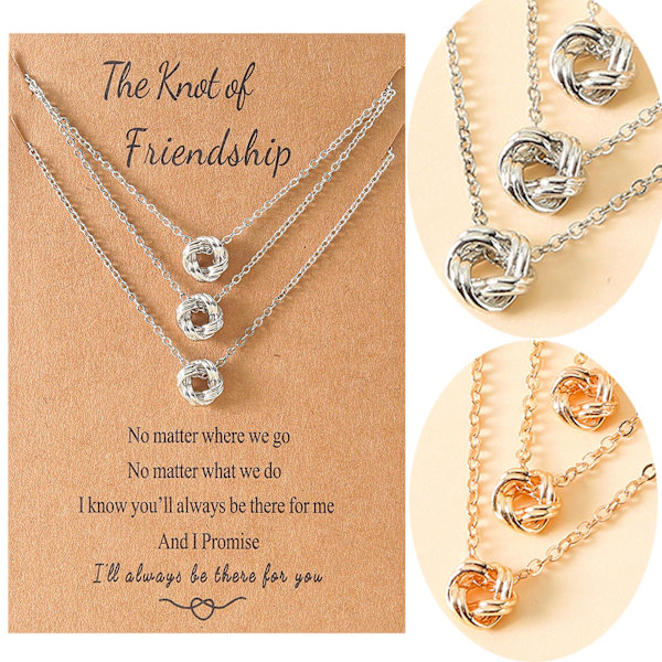 2/3 st Best Friend Knot Halsband för Infinity Friendship Halsband Smycken Födelsedag jul brudtärna presenter för kvinnor Gold - 3