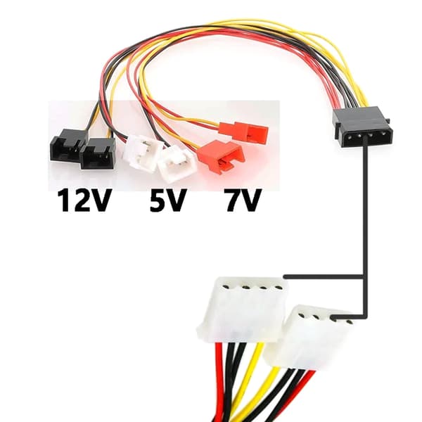 4-pinners Molex til 3-pinners/4-pinners viftestrømkabel datamaskin kjøleviftestrømkabel