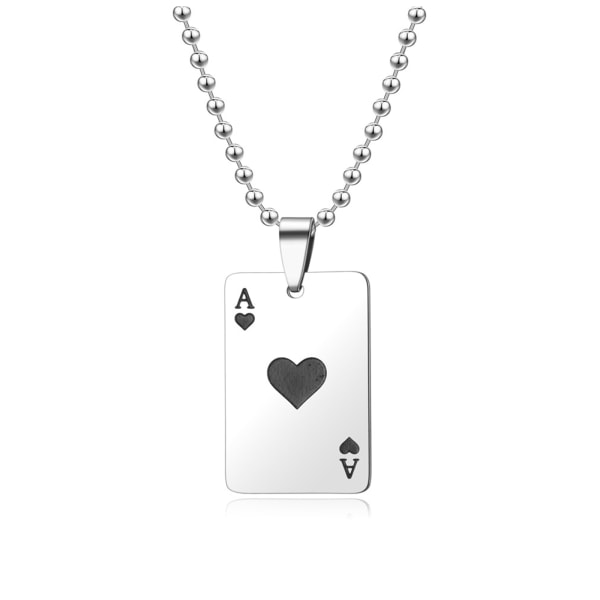 Unisex mode Lucky Ace of Spades Halsband Nyckelring, Silverhänge för män, Rostfritt stålhus, Fortune Cards Spades necklace