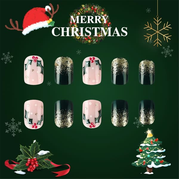 24 st Heltäckande Lösnaglar Jul Press On Nails Vinter Lösnaglar