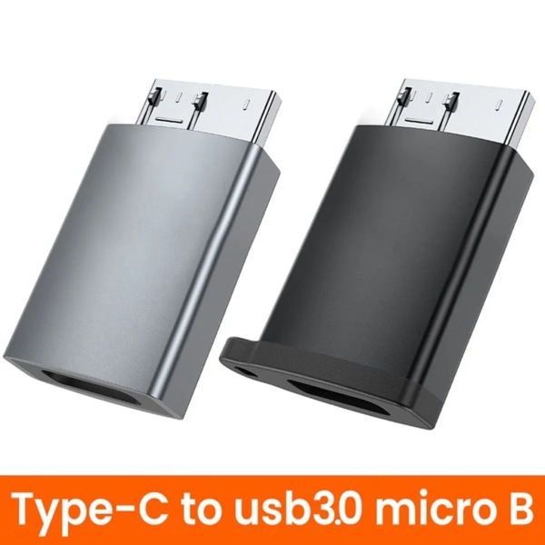 USB C till Micro B Adapter Höghastighetsdataöverföring, aluminiumkonstruktion, Typ-c till USB3.0 Micro B Adapter Converter Black