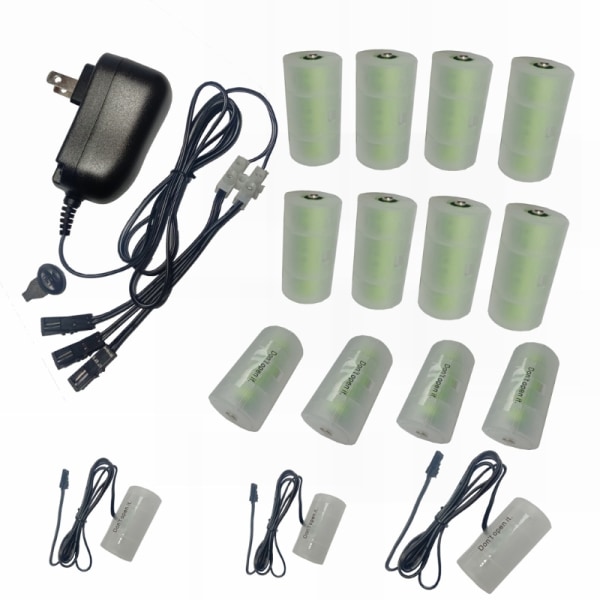 3 i 1 3-12V Justerbar AC100-240V Strömadapter, DC3V-12V Batteriersättningskit Ersätter LR20 D eller LR14 C