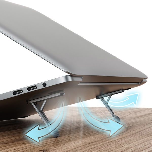 Laptopställ i aluminium Osynligt fäste Mini Portabelt stativ Värmeminskningshållare för telefon Tablet Notebook 11,6-17 tum Grey