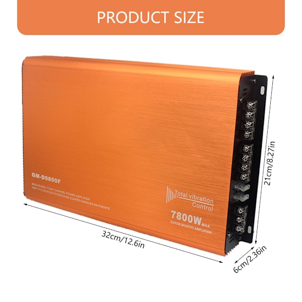 Firekanals bilstereo-forsterker med effektutgang for lydentusiaster