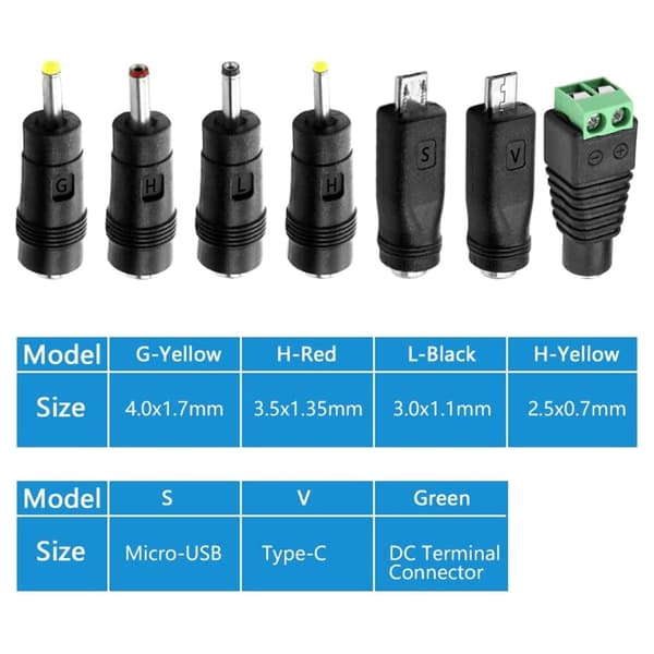USB til DC5V 5521 Plugg Ladekabel med 14 Adapterplugger for Månelampe LED-er
