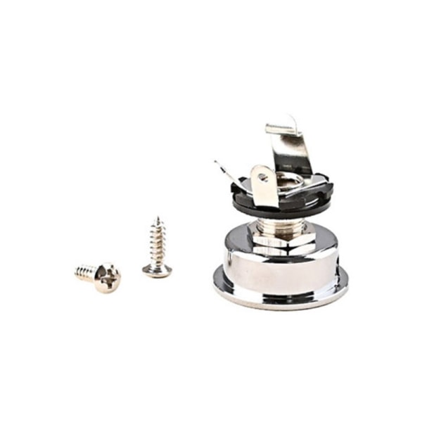 Elektrisk Gitarr Krom Socket Jack Plate Hållare Passar för 6.35mm Plugg Gitarr Socket Jackplate för Gitarr Reservdelar