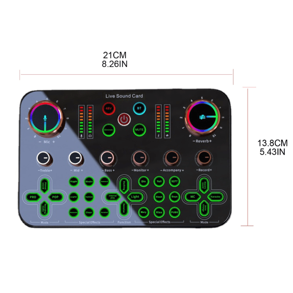 48V Live Ljudkort Mini Sound Mixer Board OTG Förlustfri överföring Ljudkort Professionell ljudmixer Ljudkvalitet