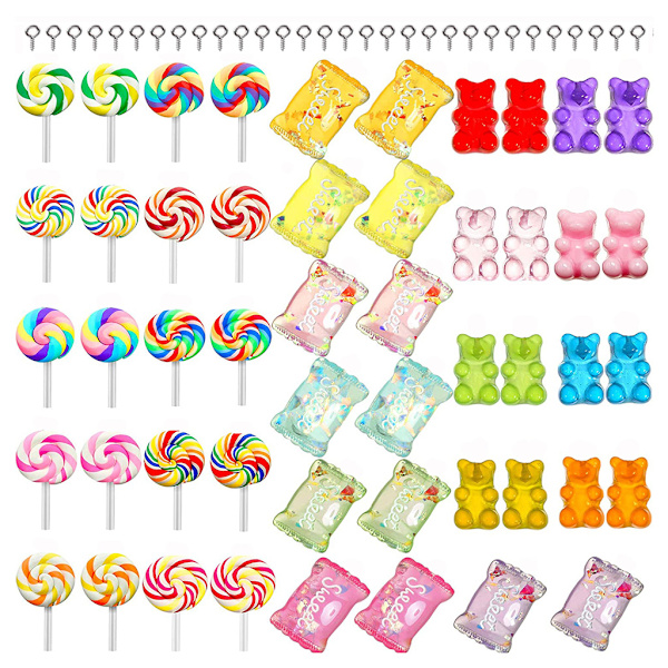 Färgglada Godis Gummy Hänge Berlock DIY Björn Berlock Härlig Lollipop Form för Konst Hantverk Smyckestillverkning Armband Örhängen