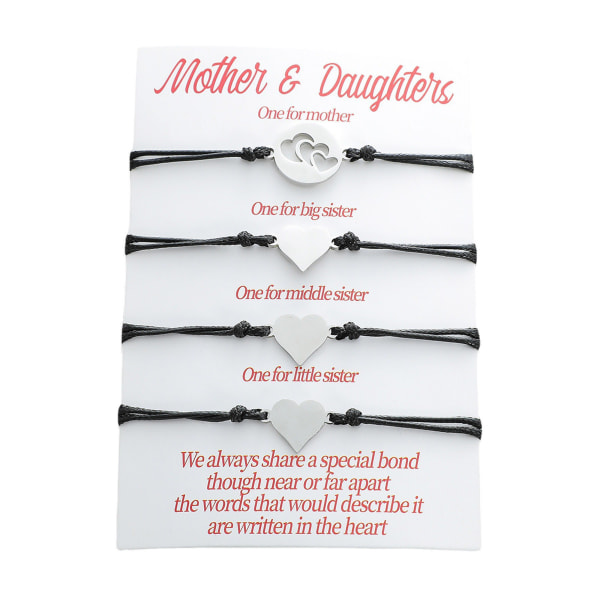 Mor & 3 döttrar Armband Mamma dotter Presenter Matchande armband för 4 kvinnor Presenter till små flickor Födelsedagspresent