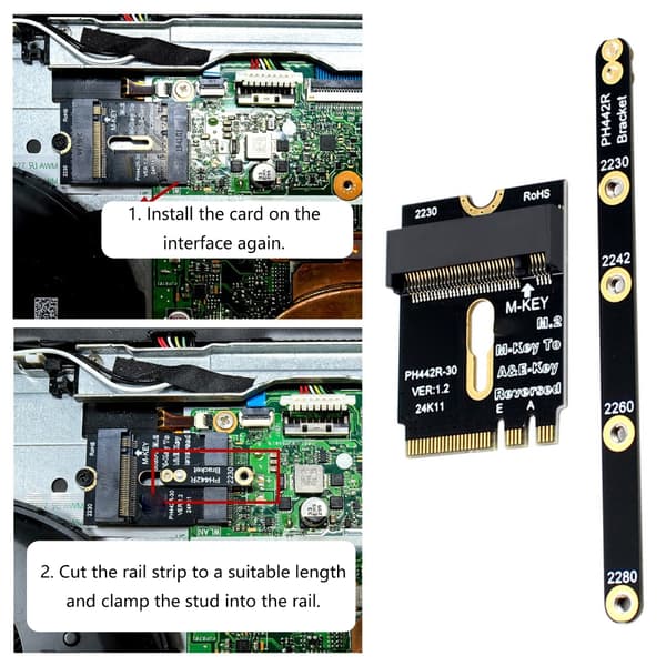 M.2 Key A+E til NVME Adapter PCIE4.0 For 2230 2242 2260 2280 Risers