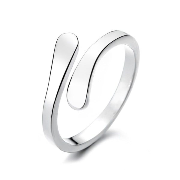 Alla hjärtans dag Present Kärlek Kram Öppna Ring Retro Enkla Ringar Diamant Finger Ring Unisex Justerbar Storlek Ring Smycken Present Silver - A