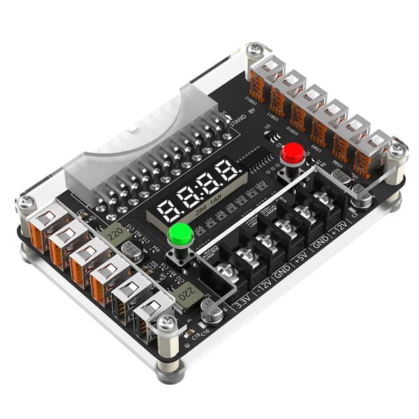 3.3V 5V 12V -12V ATX24Pin Strømforsynings Breakout Panel og Akrylveske Kit