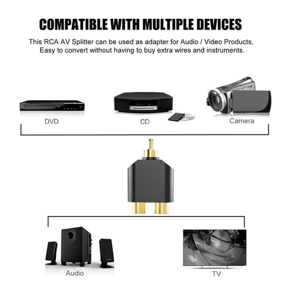 6 stk. RCA-splitter han til 2 hun RCA-adaptere til hjemmebiografsystemer