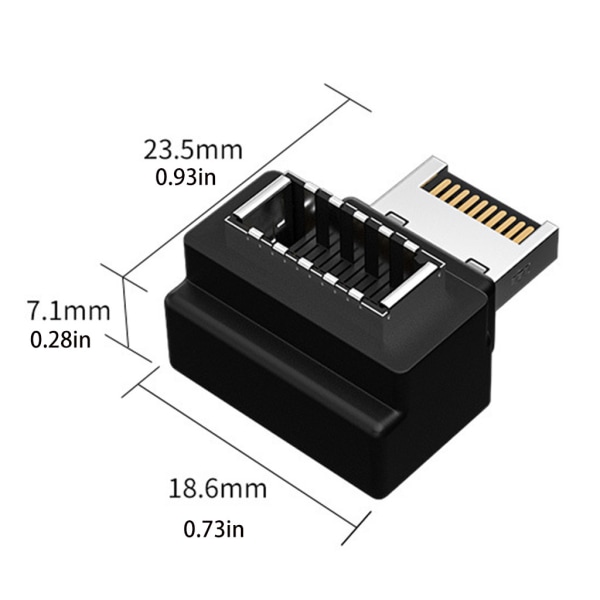 Datormoderkort intern kontakt USB 3.1 Typ-E hona till typ-E hane 90 graders vinklad adapter Slitstark
