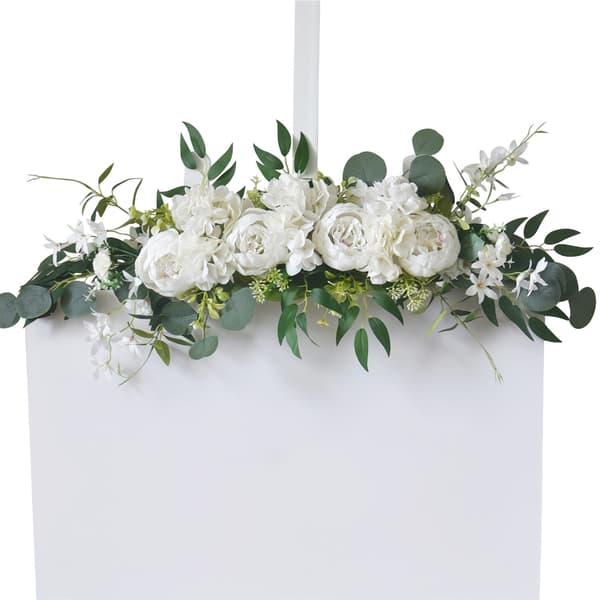 Kunstig blomsterguirlande til bryllupsbue, receptionsbaggrunde, borddekoration White