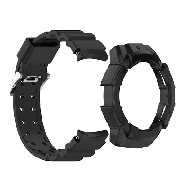 Silikonrem Vattentätt armband + case kompatibel för Watch 6 44 mm Smartwatch Fashionabla band anti-scratch Armband Black