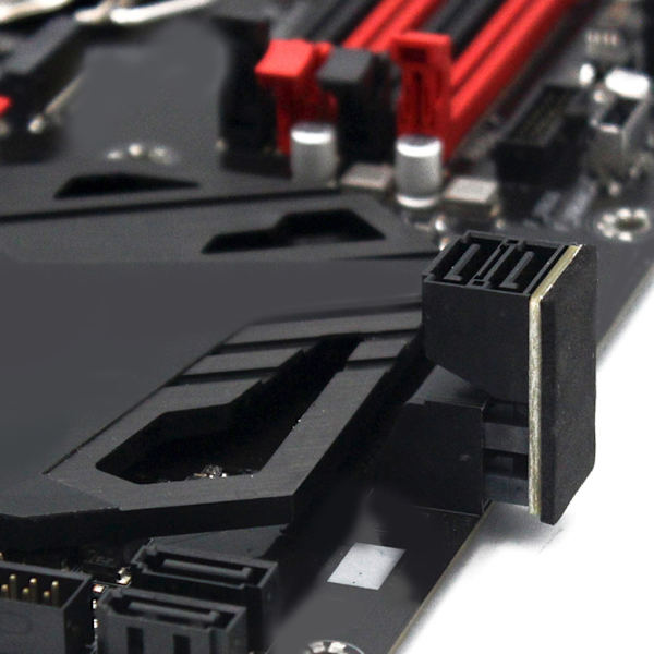 90/180 graders vinklad dubbeldäck SATA 6GB 7-stift hona till 7 stift hane-adapter för stationära datorer moderkort moderkort null - B