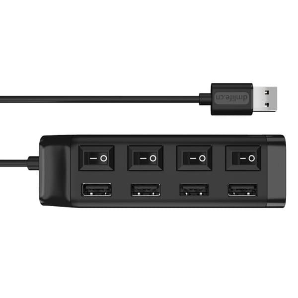 Universal USB-hubb 4 portar USB 2.0 splitteradapterkabel med strömbrytare