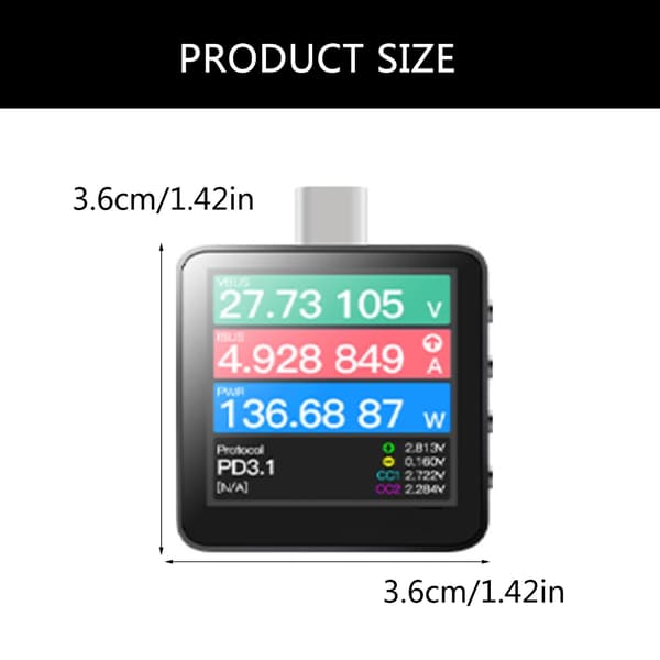 KM003C USB C PD3.1 Strømmåler 50V 6A Spenningstester Multimeter USB Strøm