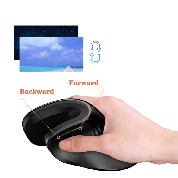 Trådlös vertikal mus Uppladdningsbar ergonomisk datormus Healthy Gaming USB Optisk mus för bärbar dator stationär Black