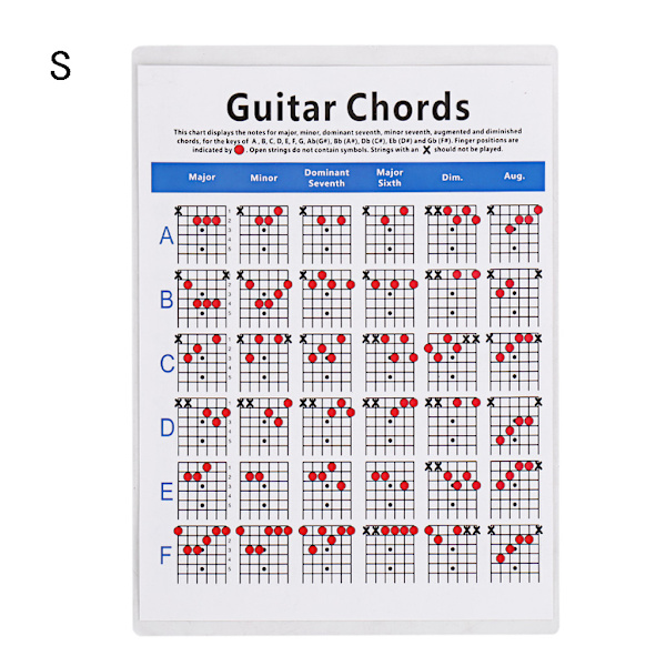 6 Strenger Gitar Akkorder Plakat Læring Øvelse Referanse Diagram Deler