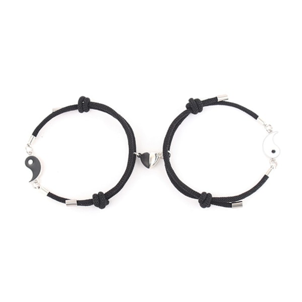 2 kpl Magneettiset Sydänriipus Pari Rannekorut Yin Yang Set Curb Link Ketju Yhteensopivat Tai Chi Rannekorut Lahja Hänelle