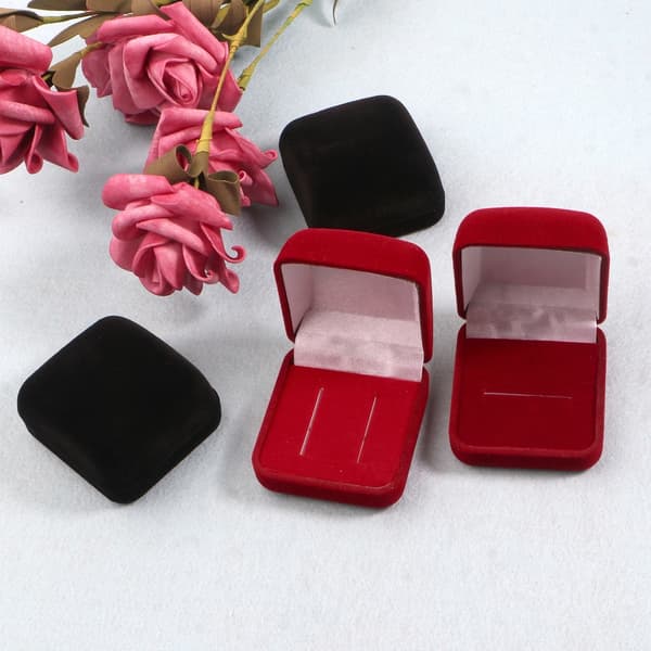 Flip Ring Box Sammet Smycken Presentbox Vigselring Förvaringsfodral för förlovning Bröllopsdag Alla hjärtans dag Black - Single ring 1