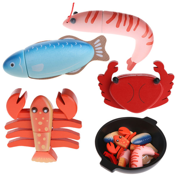 Träskärning av skaldjur Hacka Låtsas för lek Pedagogisk leksakspresent till barn B