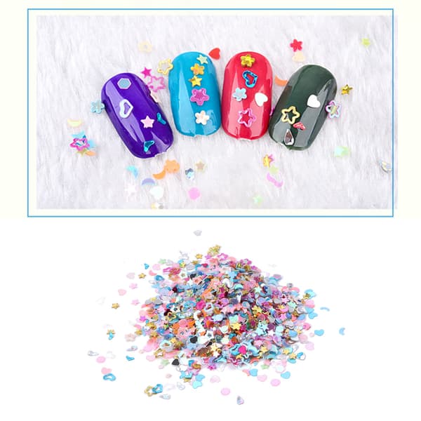 Parti 5000 stk DIY Blandet Plastikk Glitter Hjerte Stjerne Blomst Neglekunst Dekorasjon
