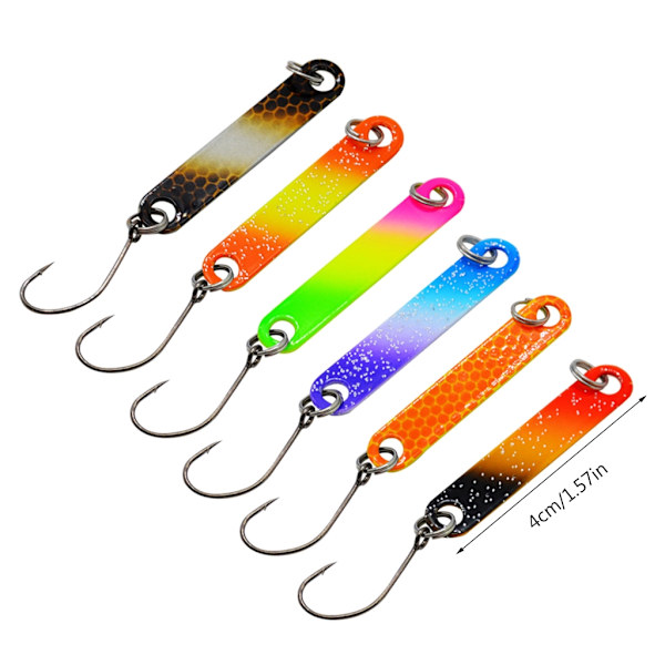 6x Fiskedrag 4cm/1,57'' Färgglad Fiskesked Dubbelsidiga metallpalljetter Fiskedrag Fisketillbehör för öring