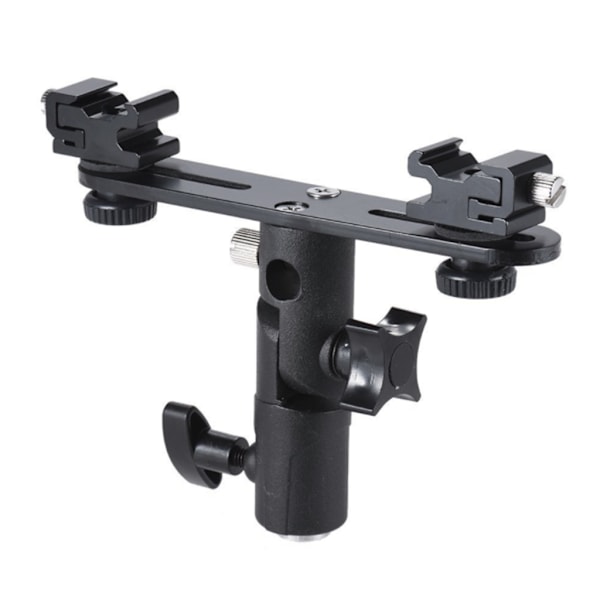 DSLR Dual Flash Bracket 2-Hot Shoe Mount Speedlight Stand Paraply Flash Holdare