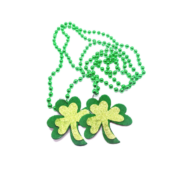 6st St. Patricks Day Shamrock Halsband Gröna pärlor Halsband Irish Day Festdekorationer Clover Letter Strand Smycken null - 4