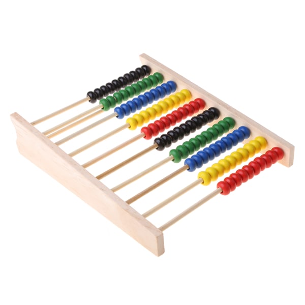 Trä Abacus 10-rads färgglada pärlor Räkna barn matematik Lärande pedagogisk leksak