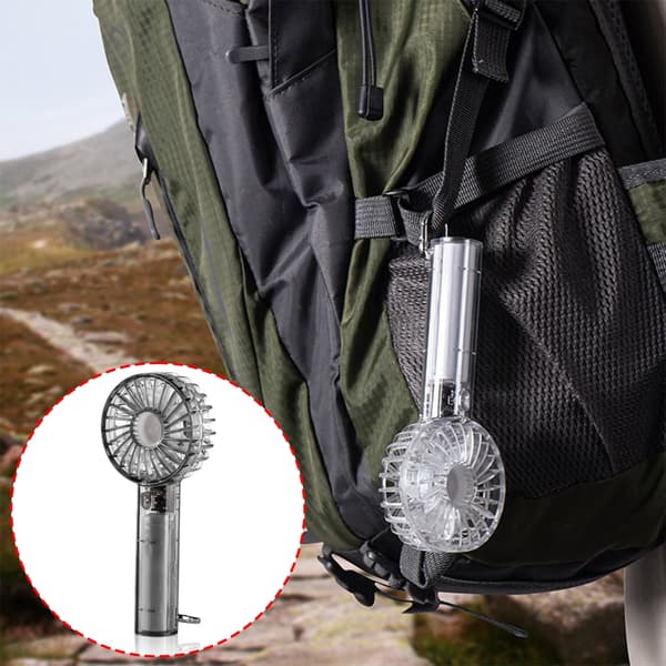 Kraftfuld håndholdt ventilator til studerende og rejsende, transparent lommeventilator