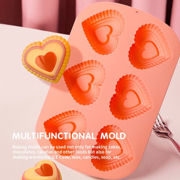 6-hålig Hjärt-/Fjärilsform Silikonform för DIY Mousse Gelé Puddingar A